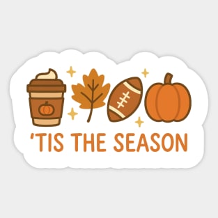 Tis the Season Autumn Football and Coffee Sticker